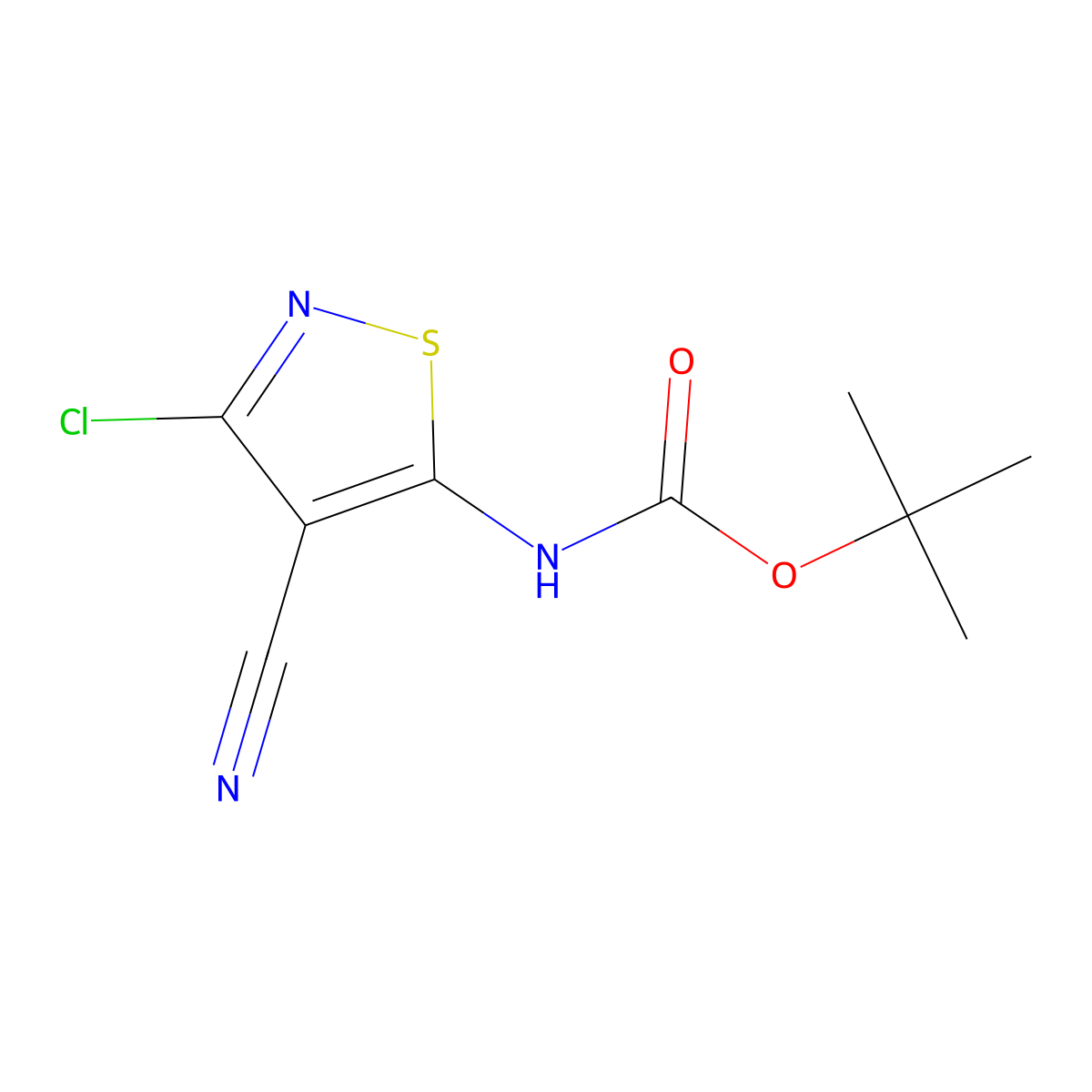 tert-butyl N-(3-chloro-4-cyano-1,2-thiazol-5-yl)carbamate molecular structure, CAS 2680828-29-7