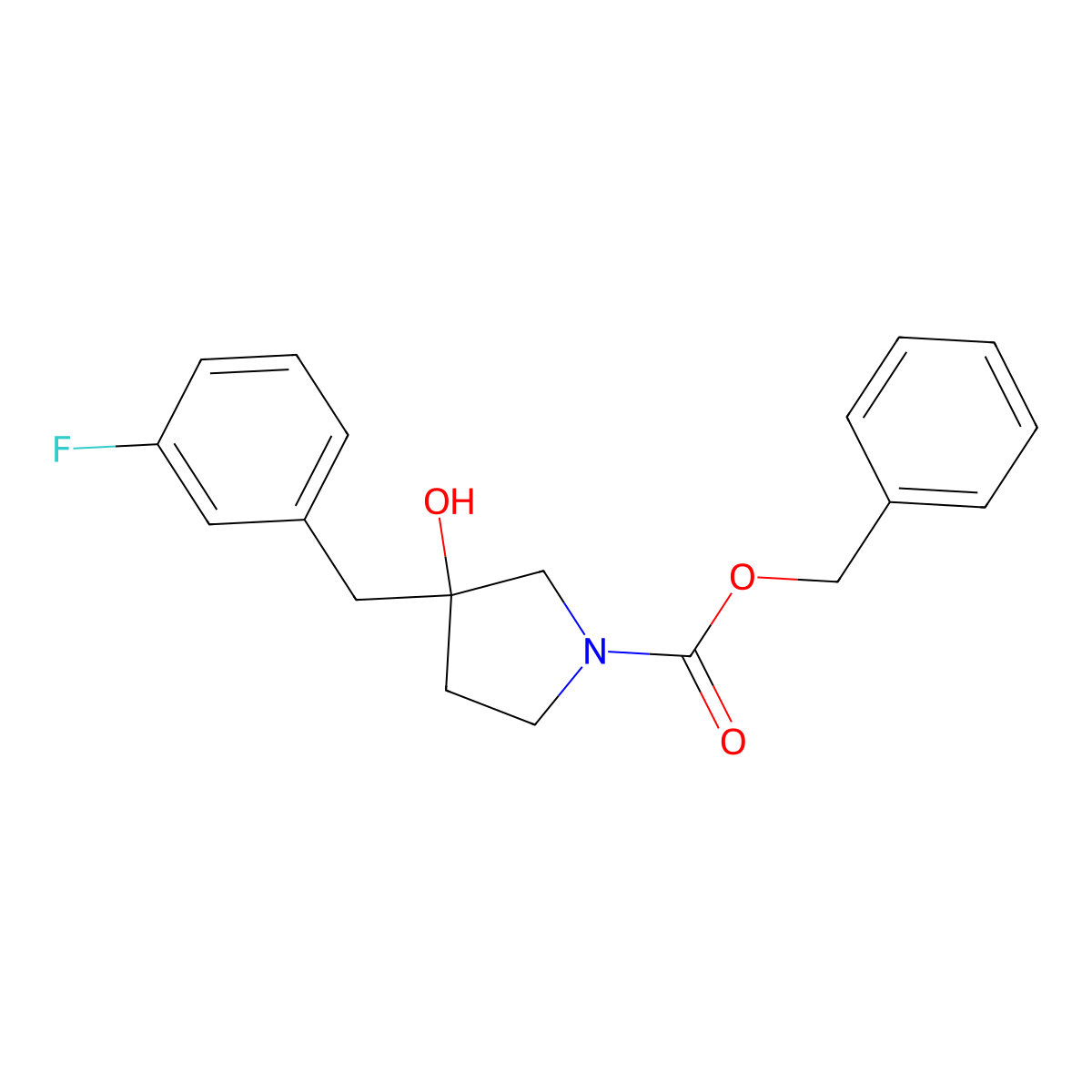 Benzyl 3-[(3-fluorophenyl)methyl]-3-hydroxypyrrolidine-1-carboxylate molecular structure, CAS 2680828-31-1