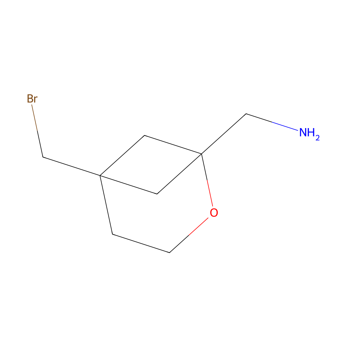 1-[5-(Bromomethyl)-2-oxabicyclo[3.1.1]heptan-1-yl]methanamine molecular structure, CAS 2680828-36-6