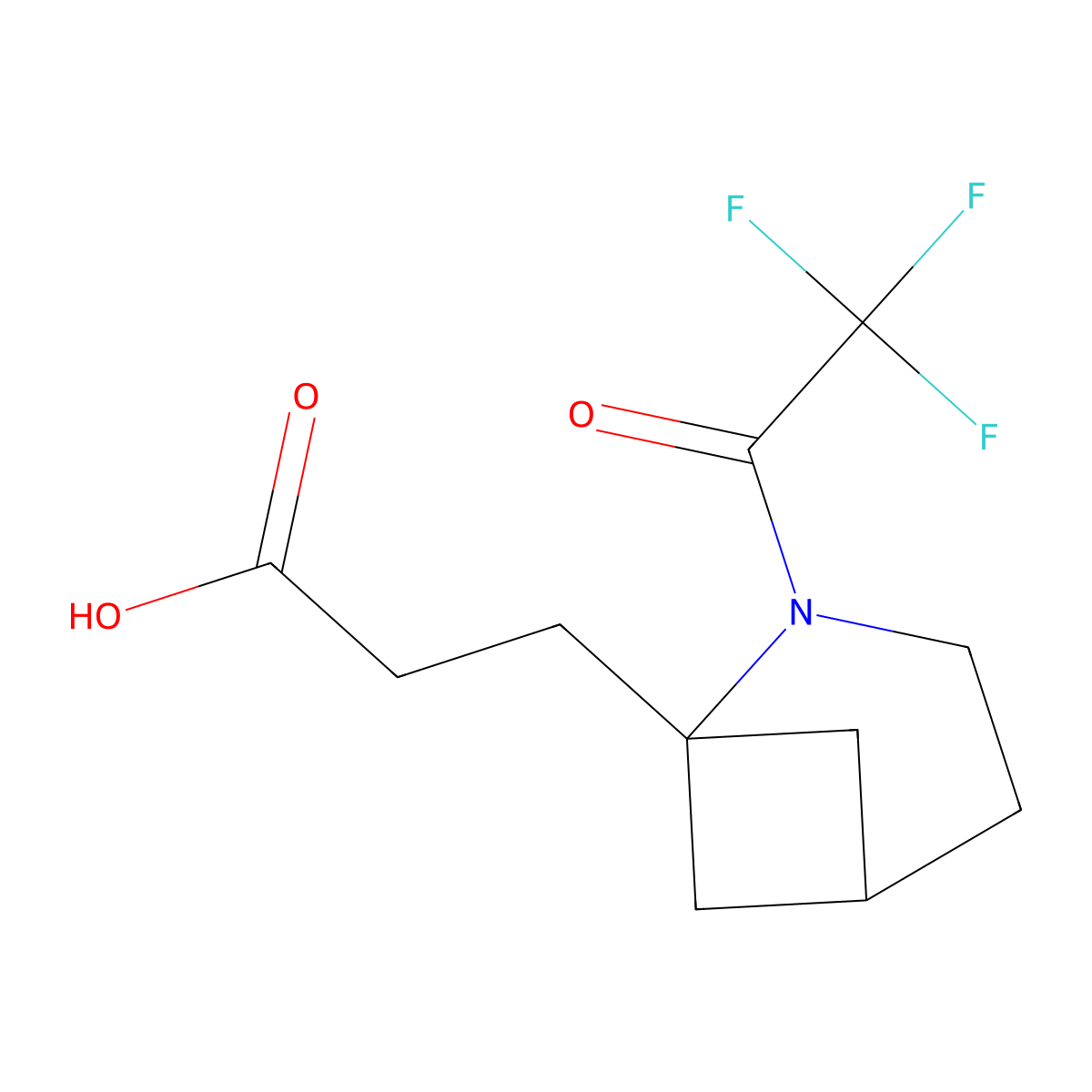 3-[2-(2,2,2-Trifluoroacetyl)-2-azabicyclo[3.1.1]heptan-1-yl]propanoic acid molecular structure, CAS 2680828-42-4