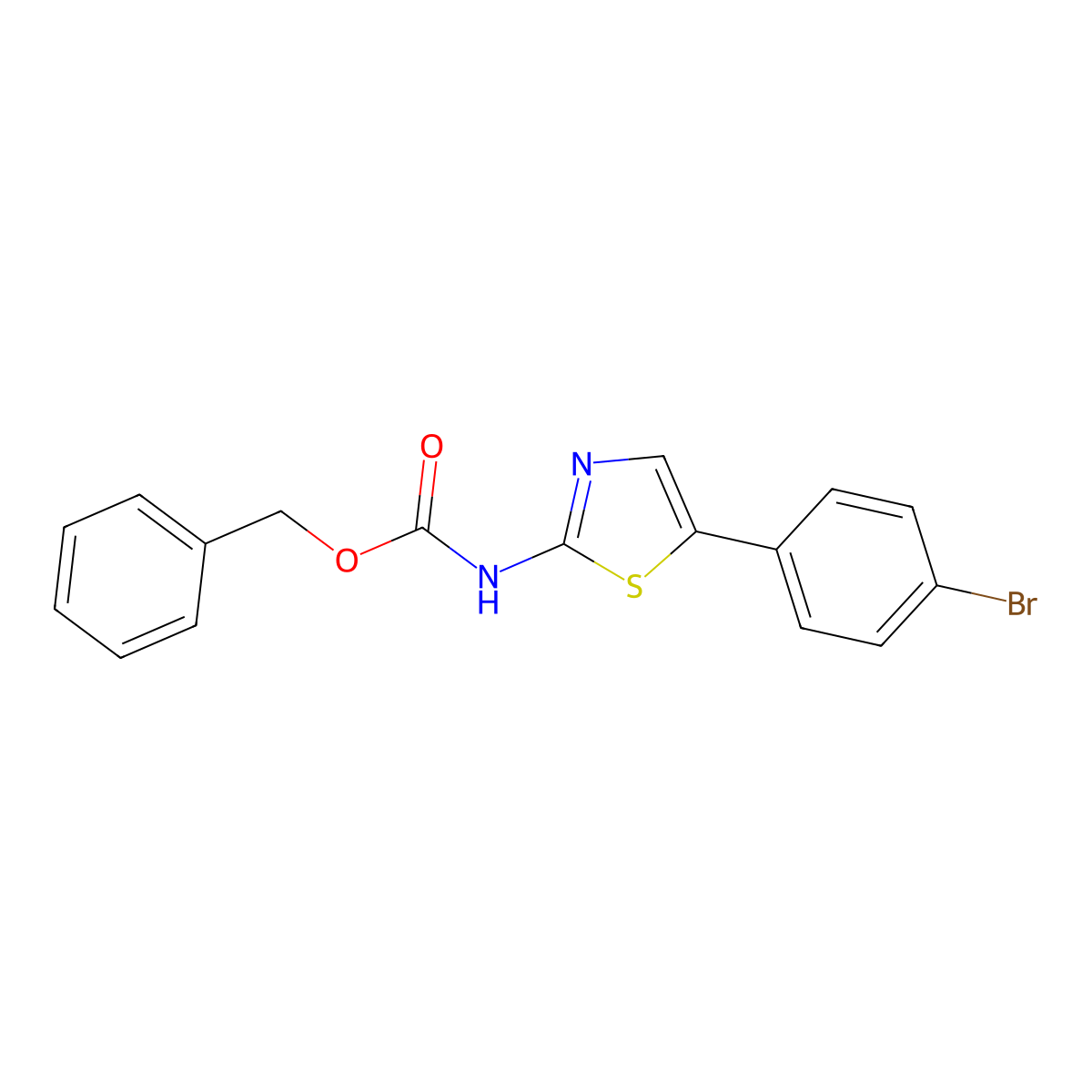 benzyl N-[5-(4-bromophenyl)-1,3-thiazol-2-yl]carbamate molecular structure, CAS 2680828-45-7