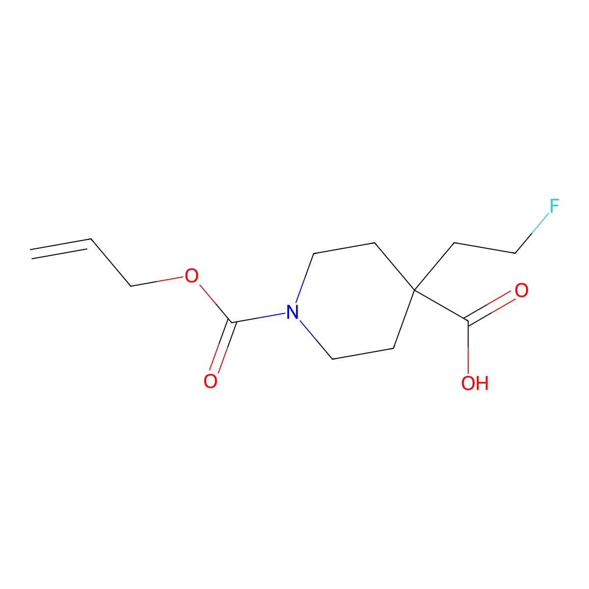 4-(2-Fluoroethyl)-1-[(prop-2-en-1-yloxy)carbonyl]piperidine-4-carboxylic acid molecular structure, CAS 2680828-57-1