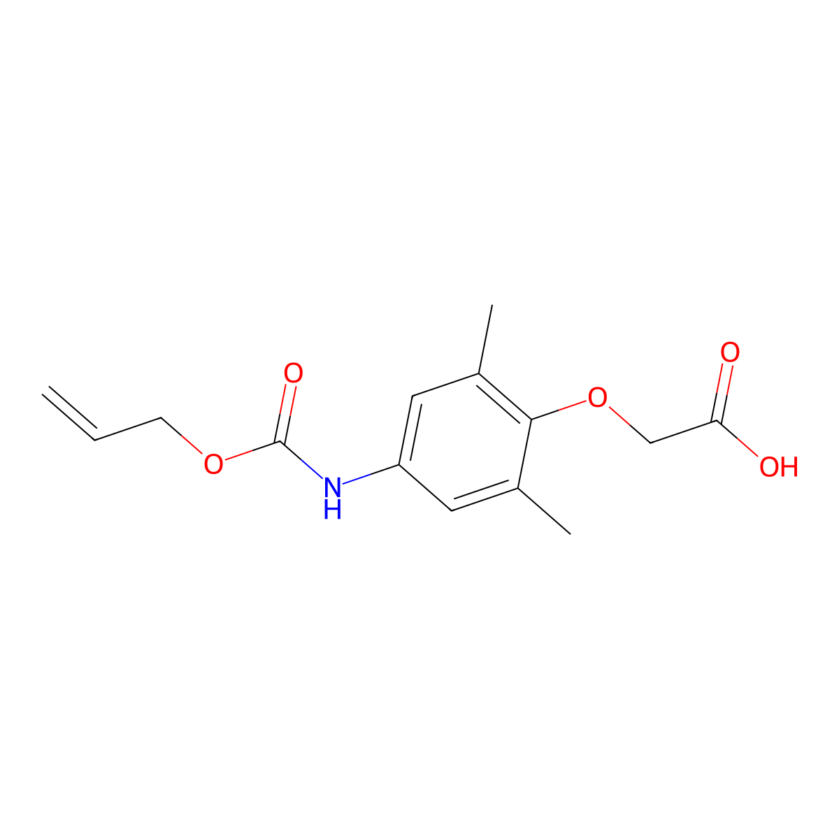 2-(2,6-Dimethyl-4-{[(prop-2-en-1-yloxy)carbonyl]amino}phenoxy)acetic acid molecular structure, CAS 2680828-61-7