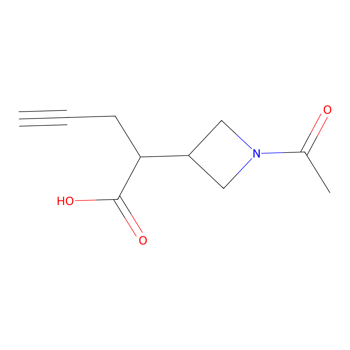 2-(1-Acetylazetidin-3-yl)pent-4-ynoic acid molecular structure, CAS 2680828-75-3