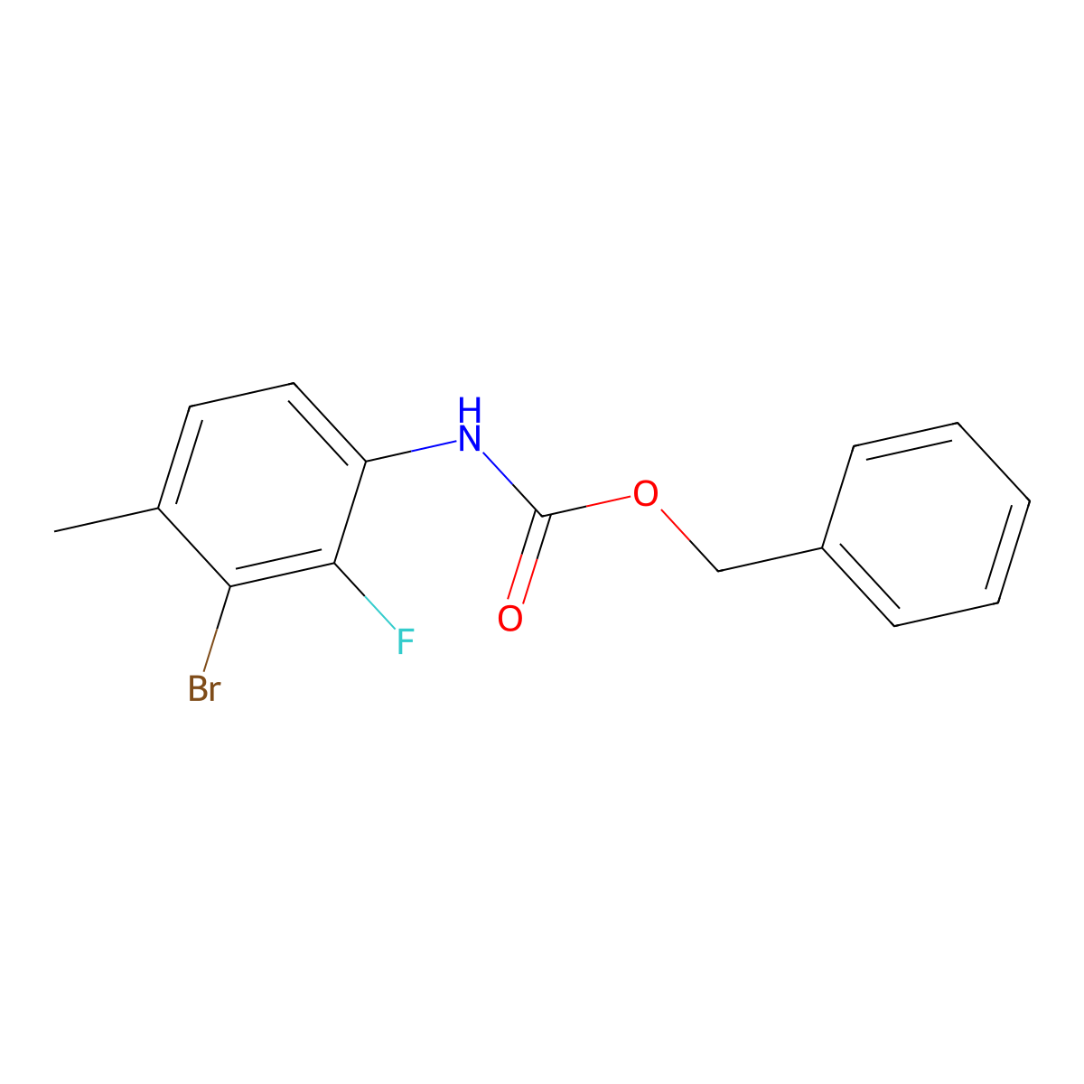 benzyl N-(3-bromo-2-fluoro-4-methylphenyl)carbamate molecular structure, CAS 2680828-78-6