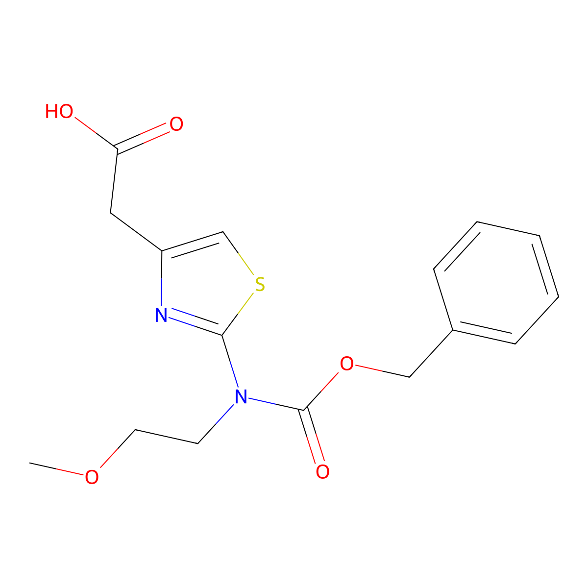 2-(2-{[(Benzyloxy)carbonyl](2-methoxyethyl)amino}-1,3-thiazol-4-yl)acetic acid molecular structure, CAS 2680828-79-7