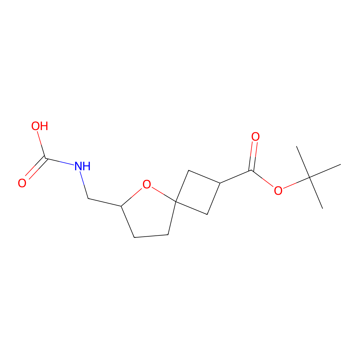 ({2-[(Tert-butoxy)carbonyl]-5-oxaspiro[3.4]octan-6-yl}methyl)carbamic acid molecular structure, CAS 2680828-86-6