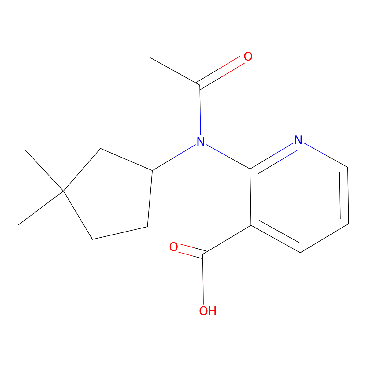 2-[N-(3,3-dimethylcyclopentyl)acetamido]pyridine-3-carboxylic acid molecular structure, CAS 2680828-91-3