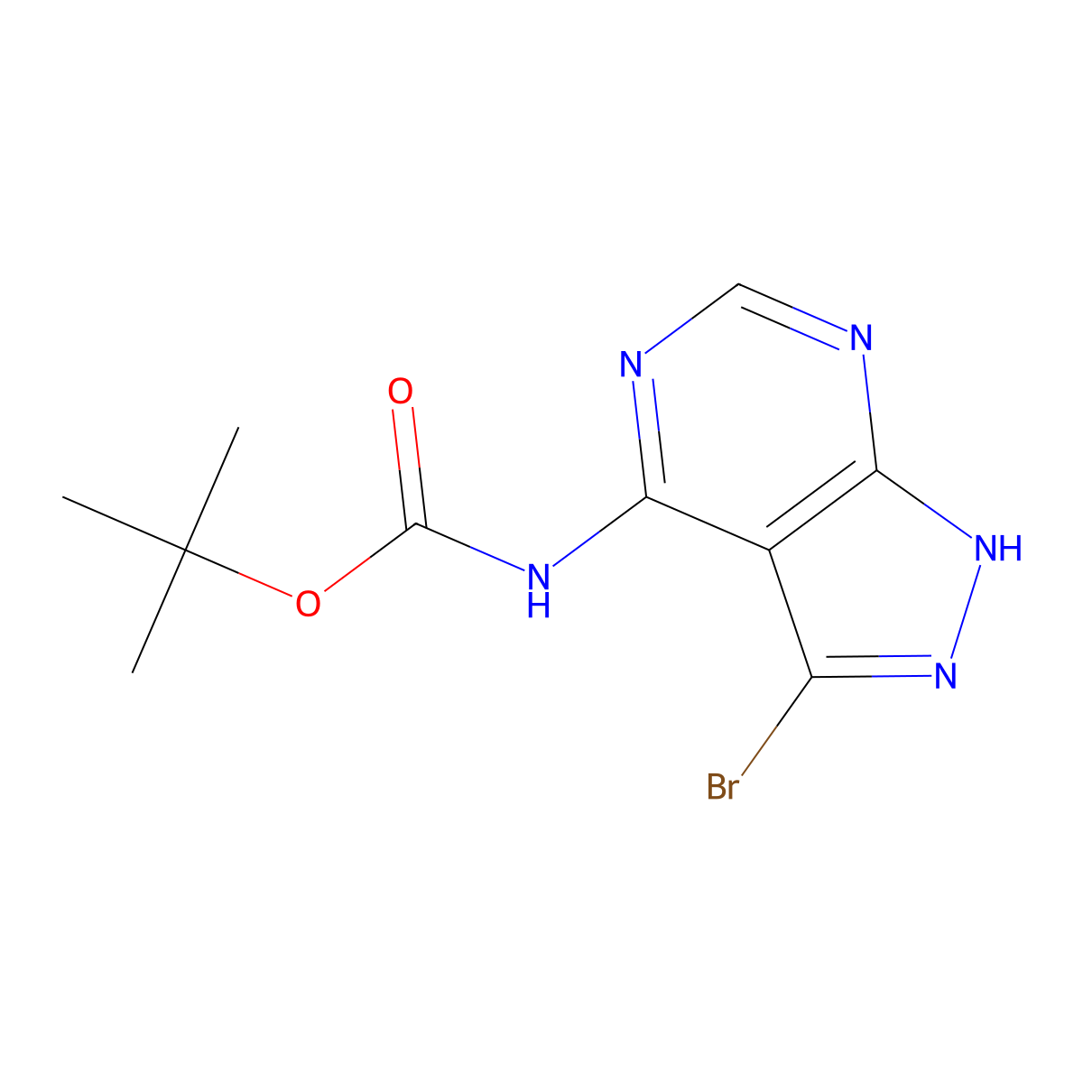 tert-butyl N-{3-bromo-1H-pyrazolo[3,4-d]pyrimidin-4-yl}carbamate molecular structure, CAS 2680828-92-4