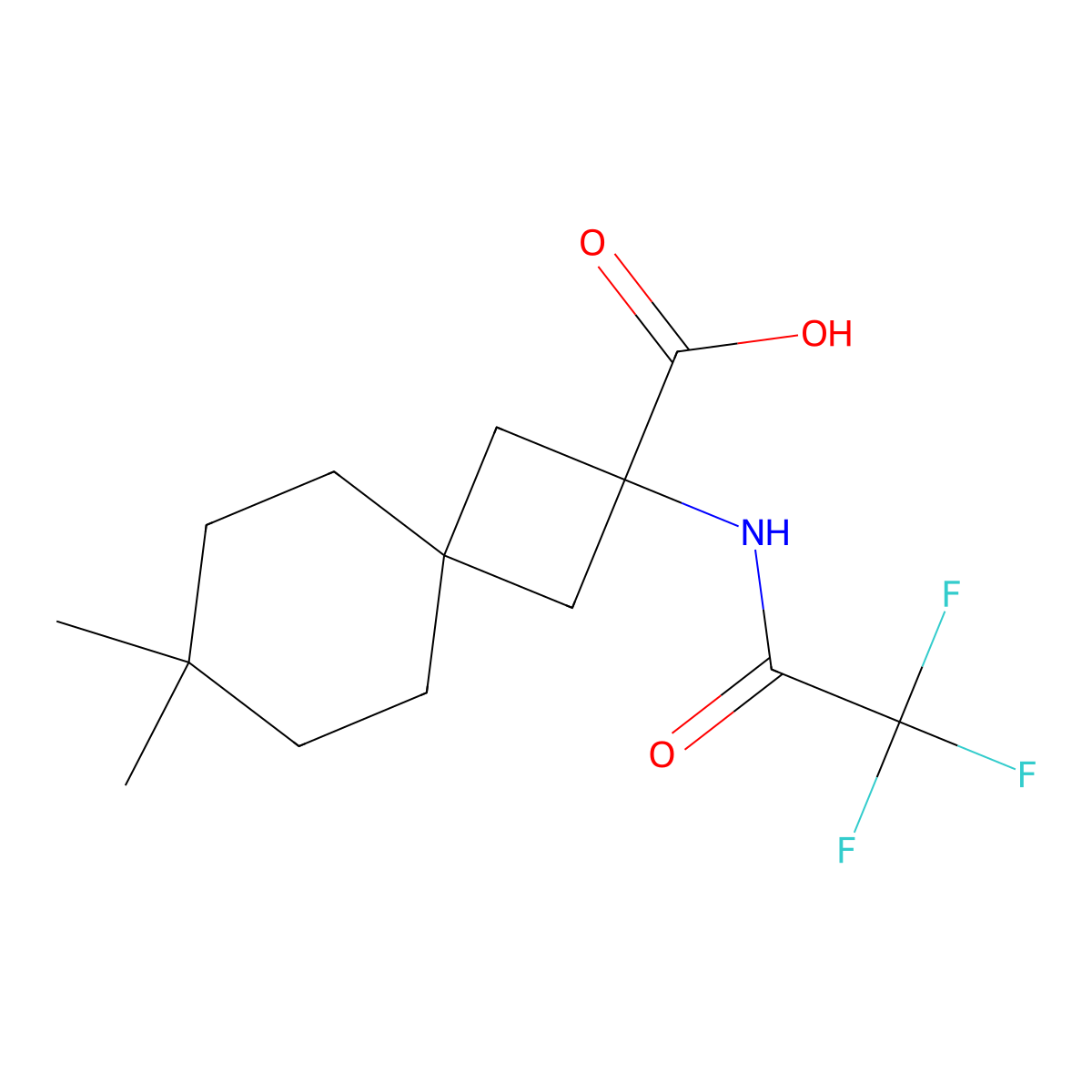 7,7-Dimethyl-2-(2,2,2-trifluoroacetamido)spiro[3.5]nonane-2-carboxylic acid molecular structure, CAS 2680828-93-5