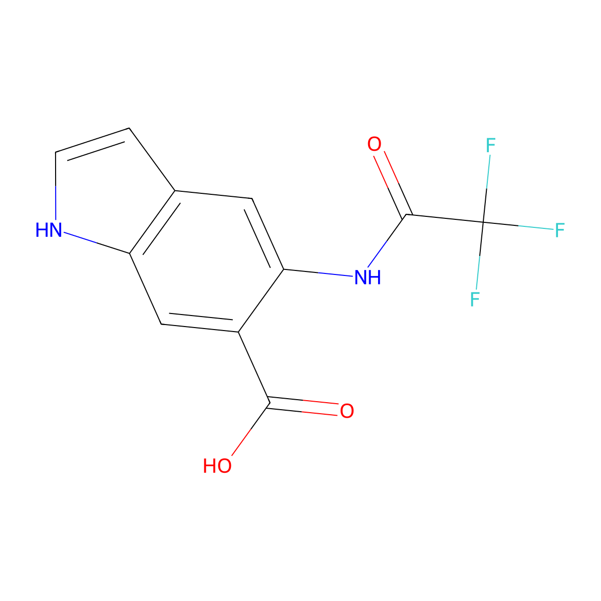 5-(2,2,2-trifluoroacetamido)-1H-indole-6-carboxylic acid molecular structure, CAS 2680828-94-6