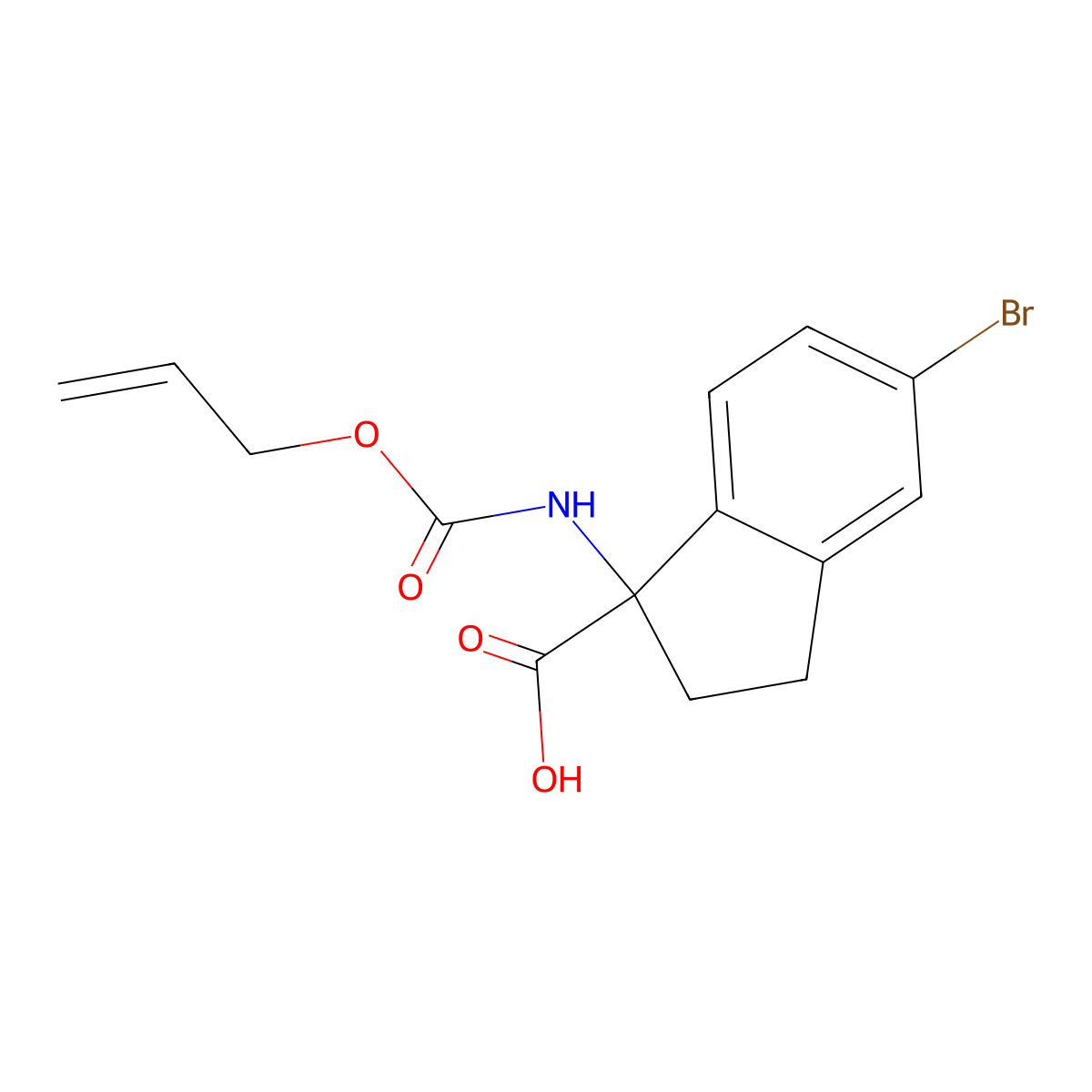 5-bromo-1-{[(prop-2-en-1-yloxy)carbonyl]amino}-2,3-dihydro-1H-indene-1-carboxylic acid molecular structure, CAS 2680828-97-9