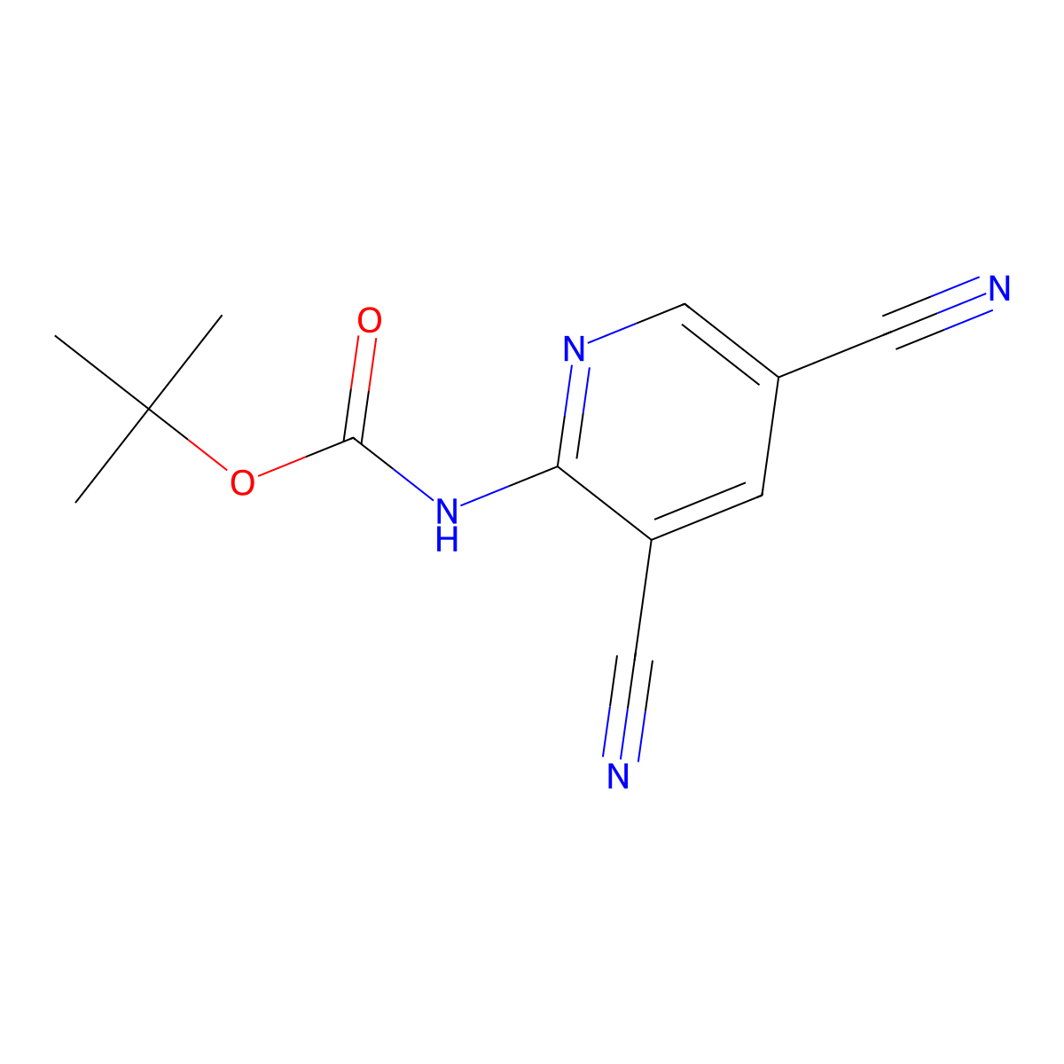 tert-butyl N-(3,5-dicyanopyridin-2-yl)carbamate molecular structure, CAS 2680828-99-1