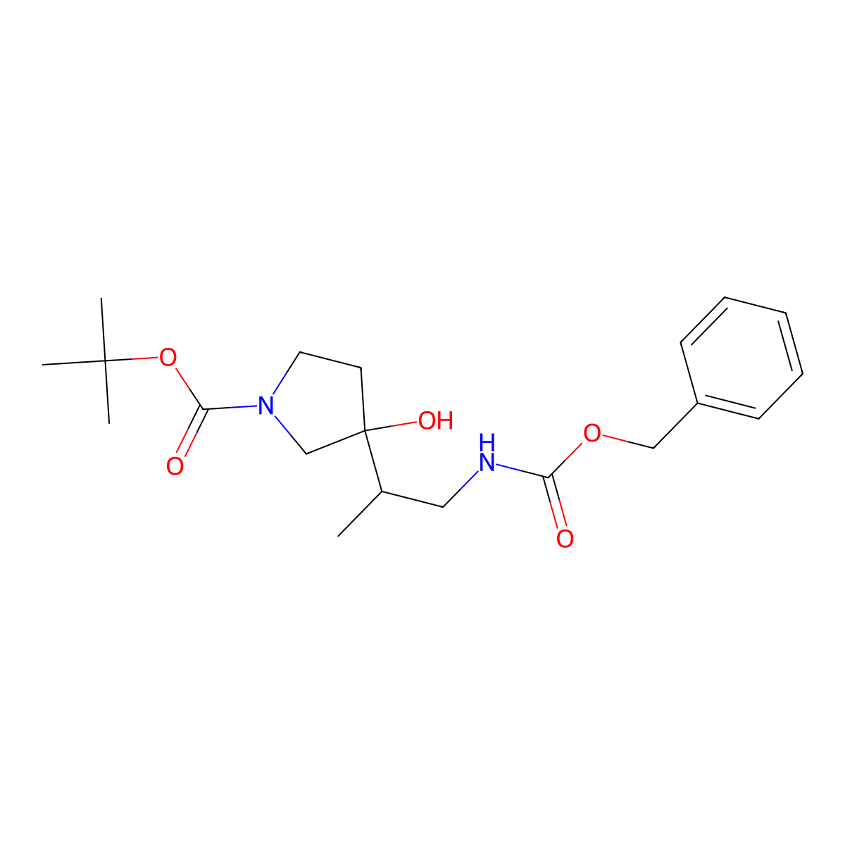 Tert-butyl 3-(1-{[(benzyloxy)carbonyl]amino}propan-2-yl)-3-hydroxypyrrolidine-1-carboxylate molecular structure, CAS 2680829-01-8