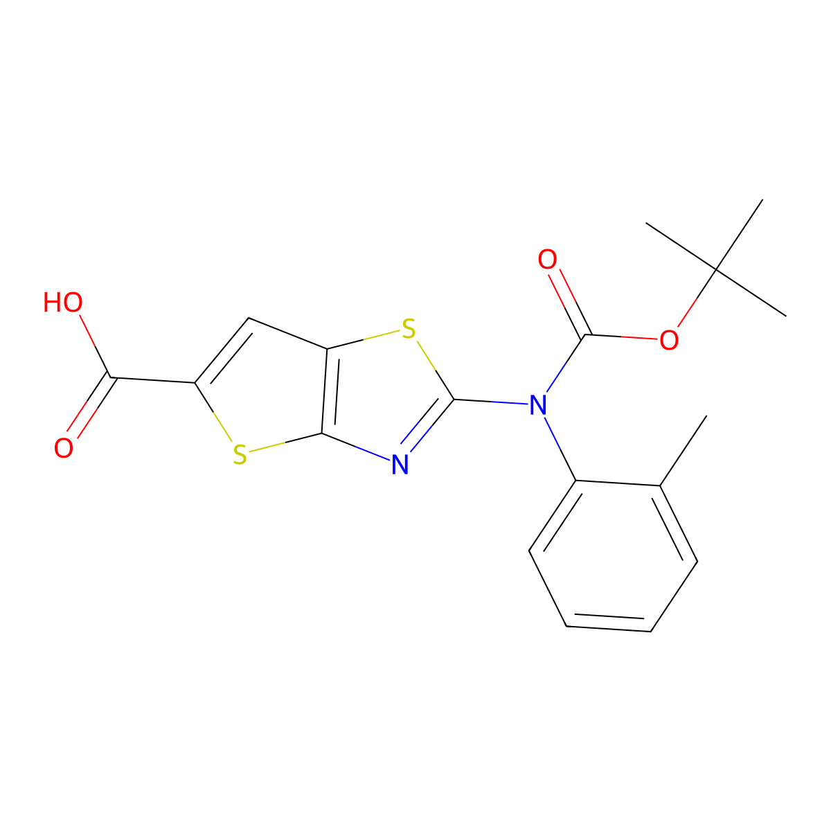 2-{[(Tert-butoxy)carbonyl](2-methylphenyl)amino}thieno[2,3-d][1,3]thiazole-5-carboxylic acid molecular structure, CAS 2680829-02-9