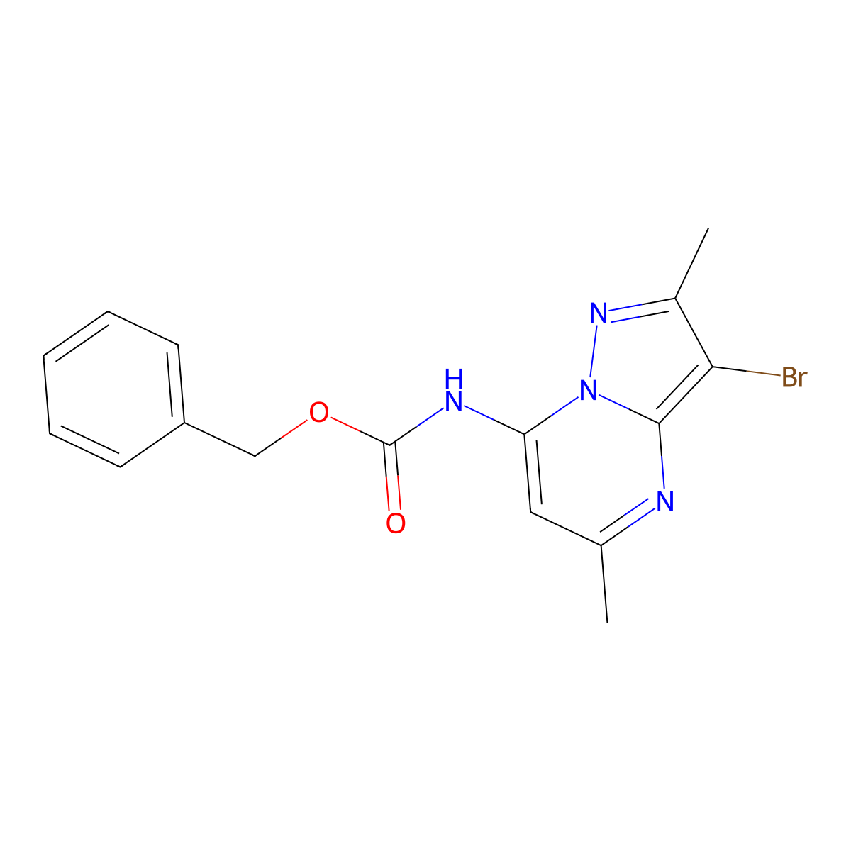 benzyl N-{3-bromo-2,5-dimethylpyrazolo[1,5-a]pyrimidin-7-yl}carbamate molecular structure, CAS 2680829-03-0