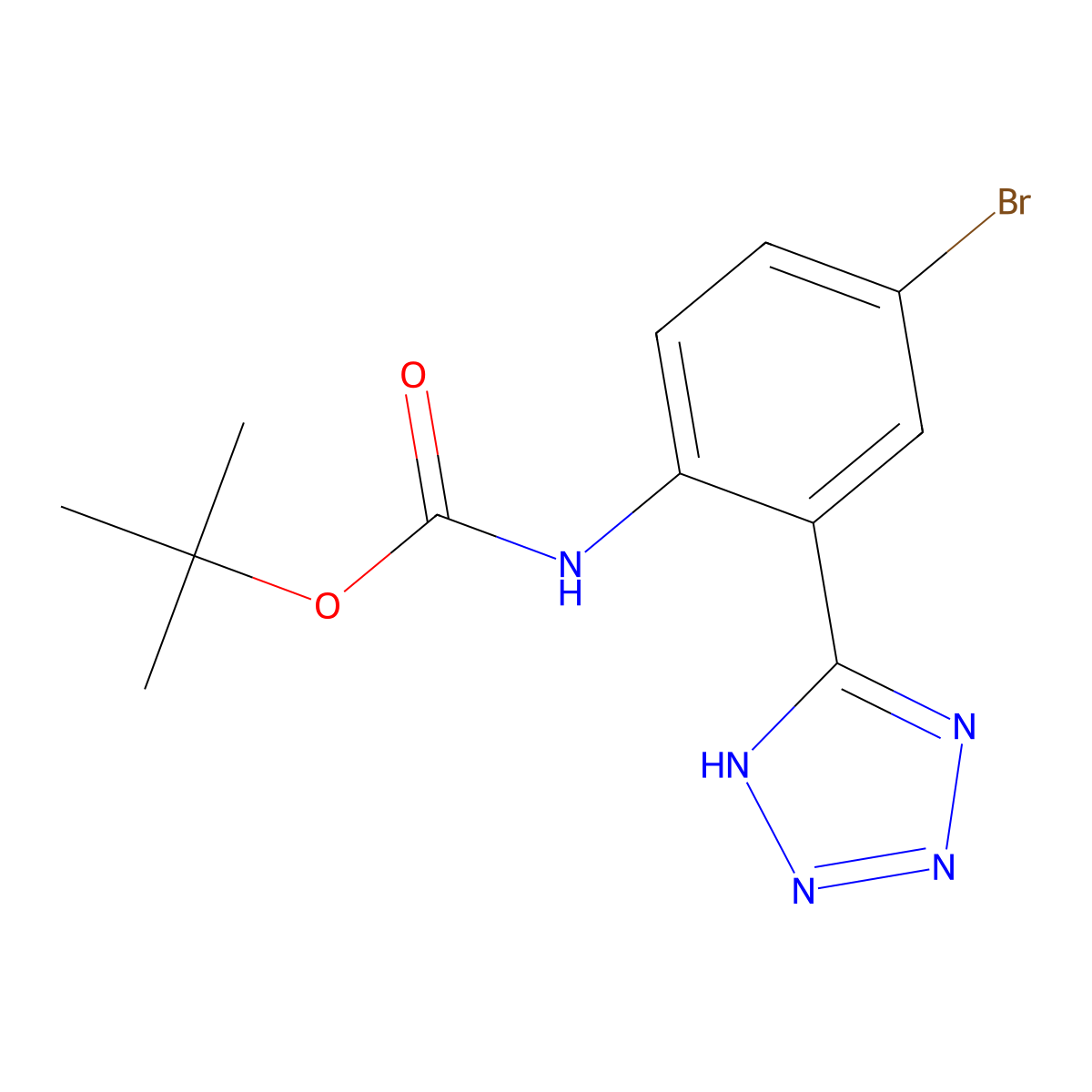 tert-butyl N-[4-bromo-2-(1H-1,2,3,4-tetrazol-5-yl)phenyl]carbamate molecular structure, CAS 2680829-05-2