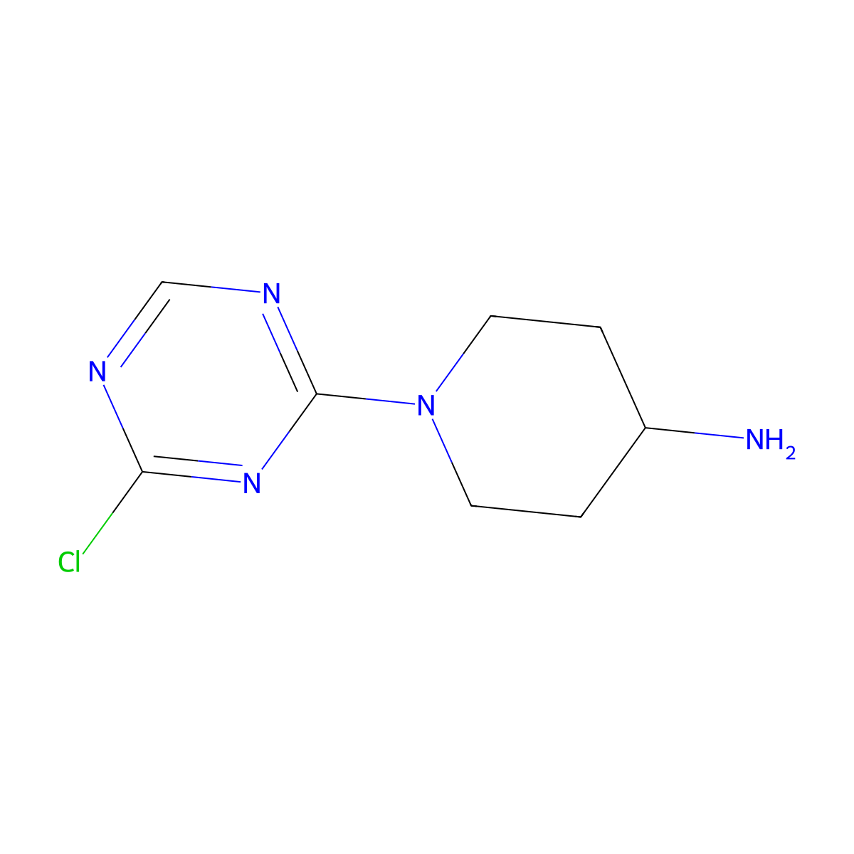 1-(4-Chloro-1,3,5-triazin-2-yl)piperidin-4-amine molecular structure, CAS 2680829-09-6