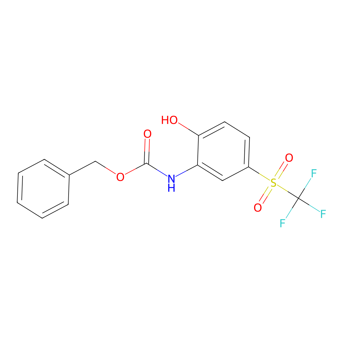 benzyl N-(2-hydroxy-5-trifluoromethanesulfonylphenyl)carbamate molecular structure, CAS 2680829-10-9