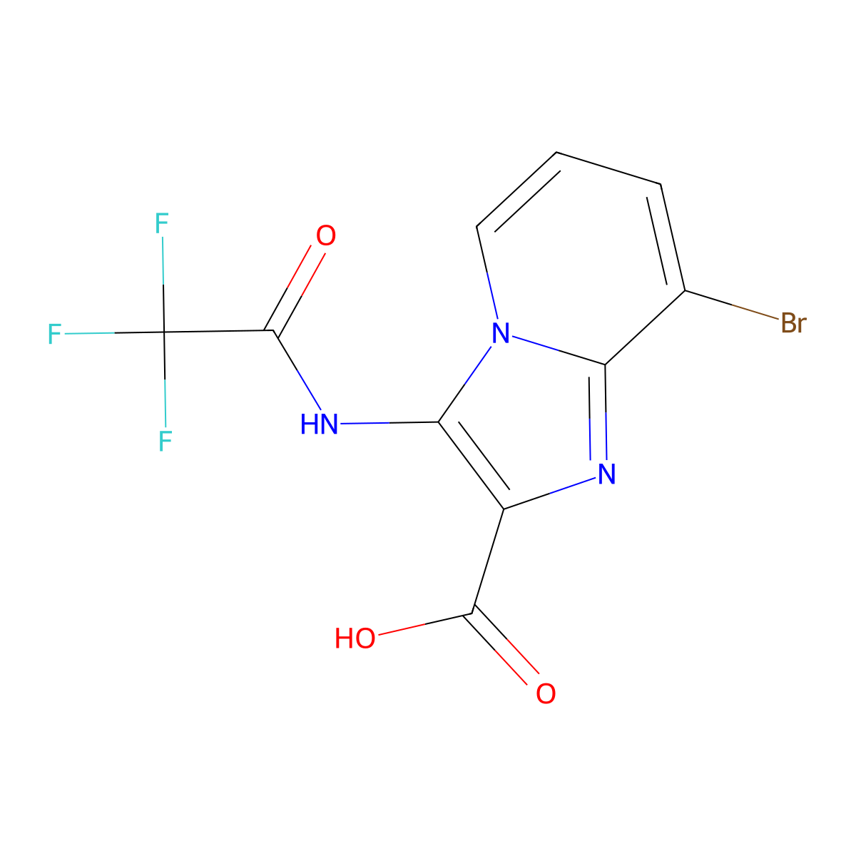 8-Bromo-3-(2,2,2-trifluoroacetamido)imidazo[1,2-a]pyridine-2-carboxylic acid molecular structure, CAS 2680829-11-0