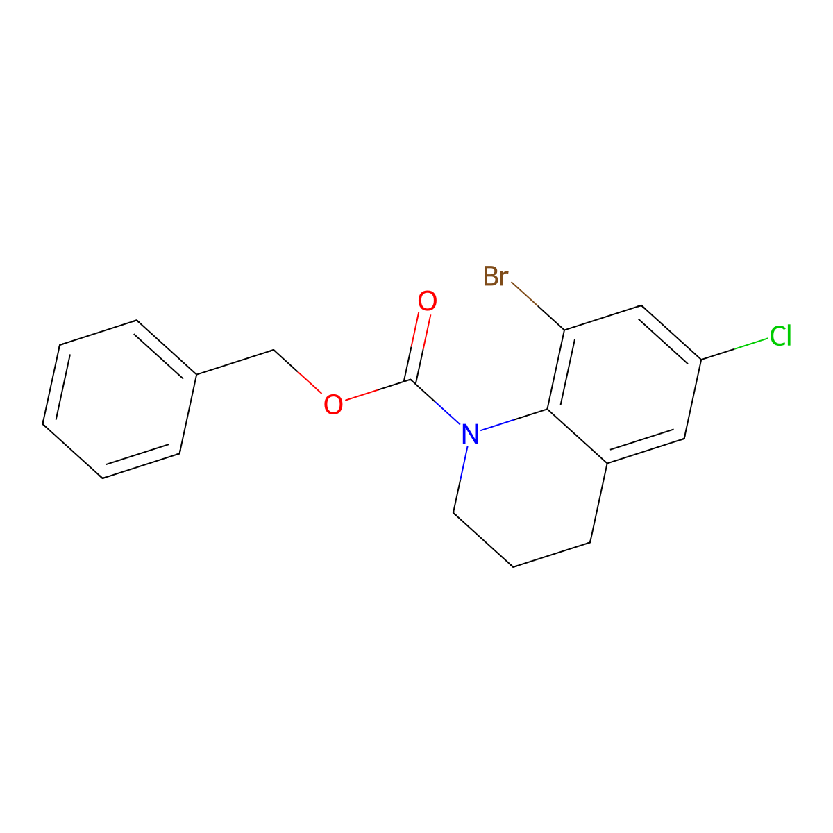 Benzyl 8-bromo-6-chloro-1,2,3,4-tetrahydroquinoline-1-carboxylate molecular structure, CAS 2680829-15-4