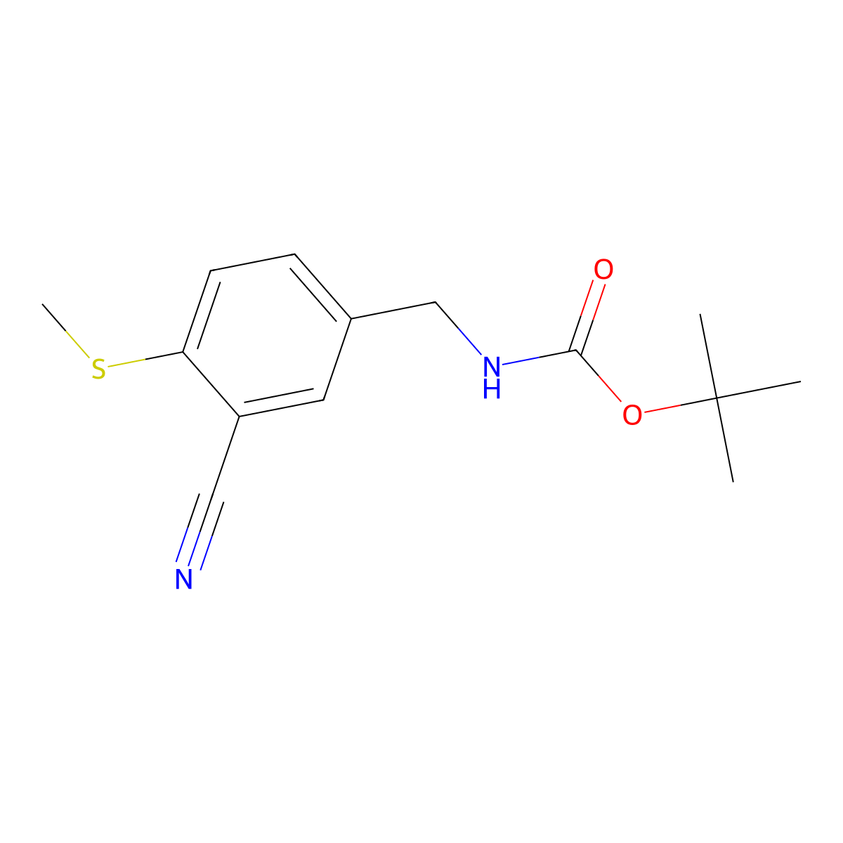 tert-butyl N-{[3-cyano-4-(methylsulfanyl)phenyl]methyl}carbamate molecular structure, CAS 2680829-17-6