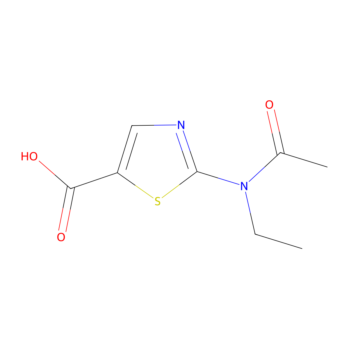 2-(N-ethylacetamido)-1,3-thiazole-5-carboxylic acid molecular structure, CAS 2680829-18-7