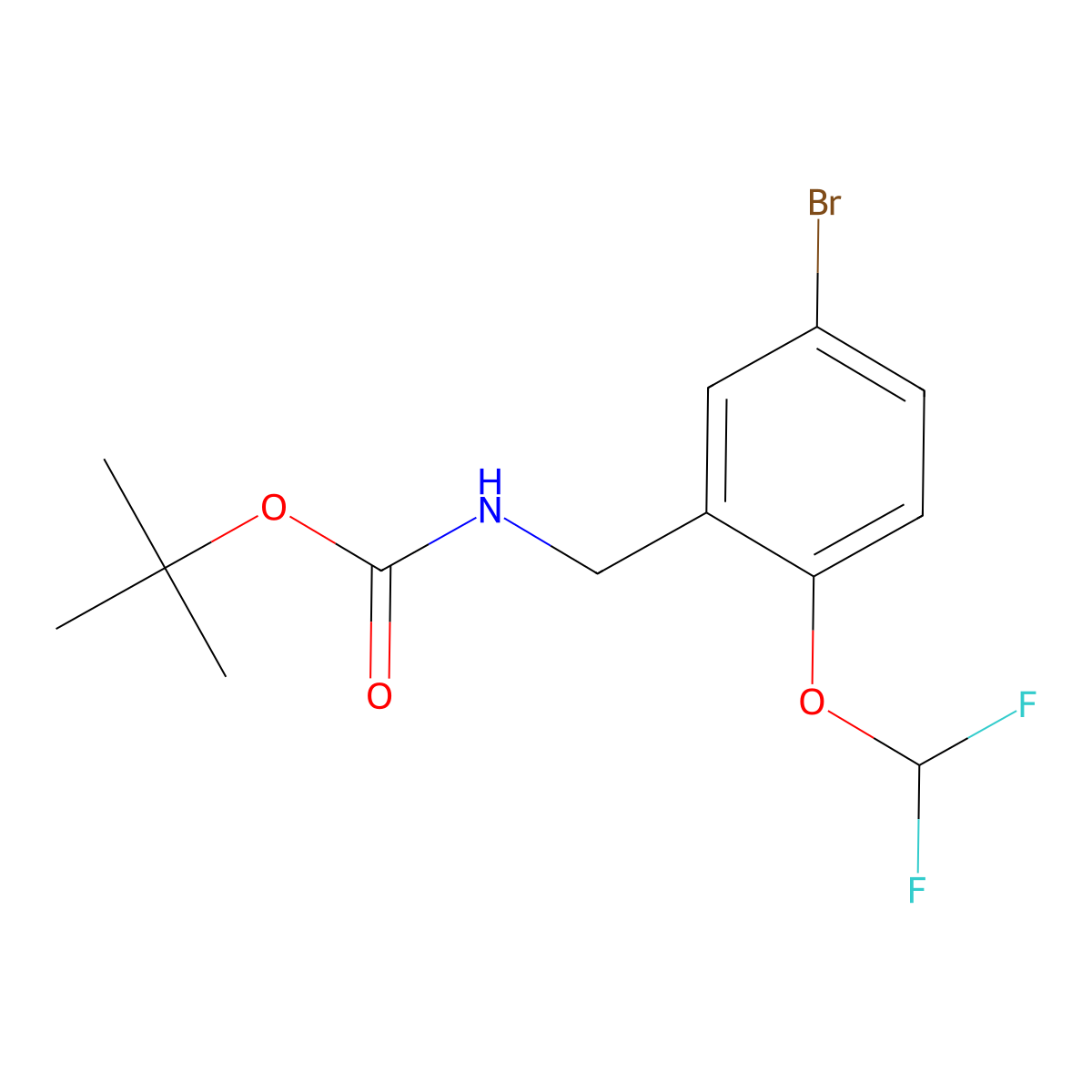 tert-butyl N-{[5-bromo-2-(difluoromethoxy)phenyl]methyl}carbamate molecular structure, CAS 2680829-21-2