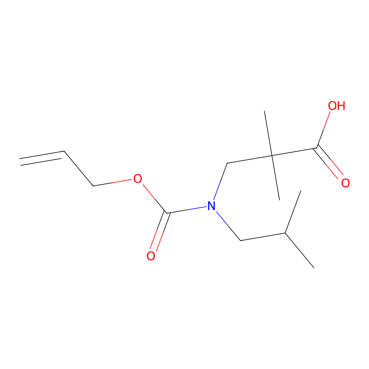 2,2-Dimethyl-3-[(2-methylpropyl)[(prop-2-en-1-yloxy)carbonyl]amino]propanoic acid molecular structure, CAS 2680829-22-3
