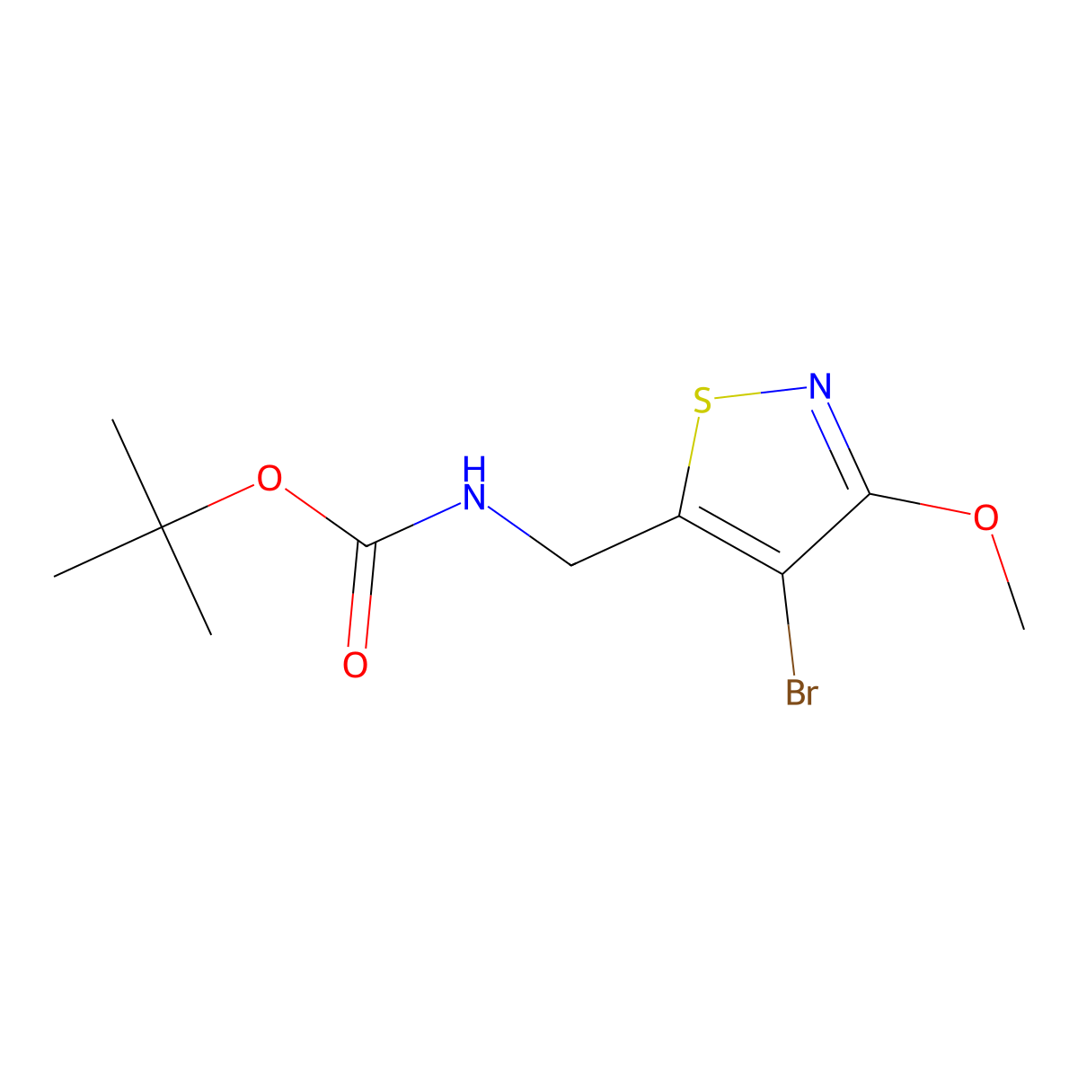 tert-butyl N-[(4-bromo-3-methoxy-1,2-thiazol-5-yl)methyl]carbamate molecular structure, CAS 2680829-23-4