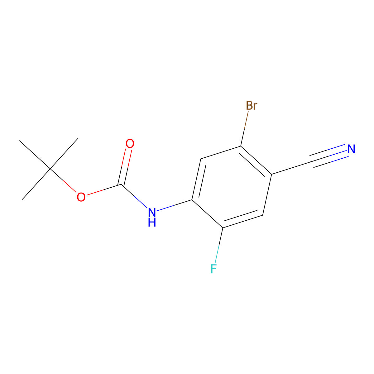 tert-butyl N-(5-bromo-4-cyano-2-fluorophenyl)carbamate molecular structure, CAS 2680829-27-8
