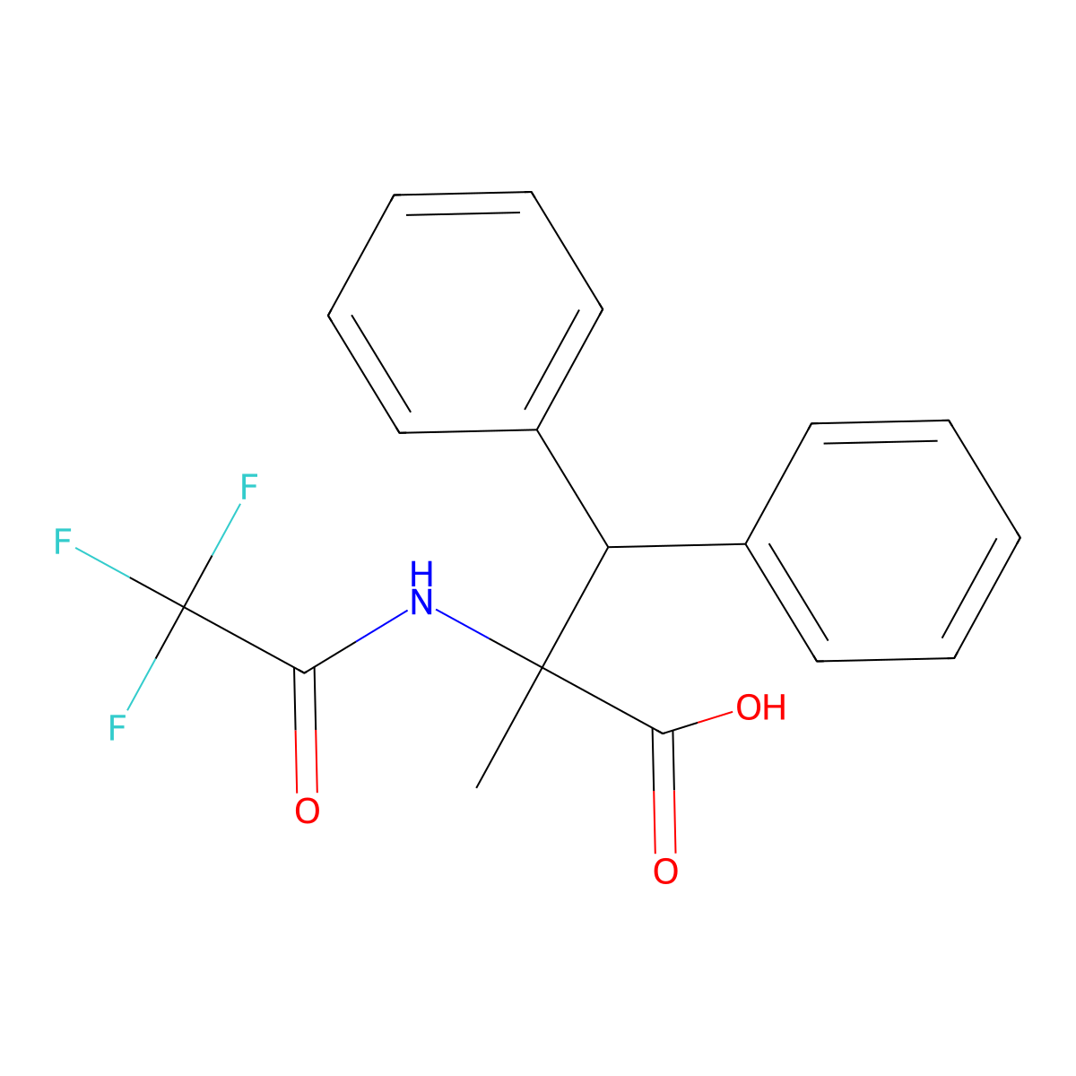2-Methyl-3,3-diphenyl-2-(2,2,2-trifluoroacetamido)propanoic acid molecular structure, CAS 2680829-28-9
