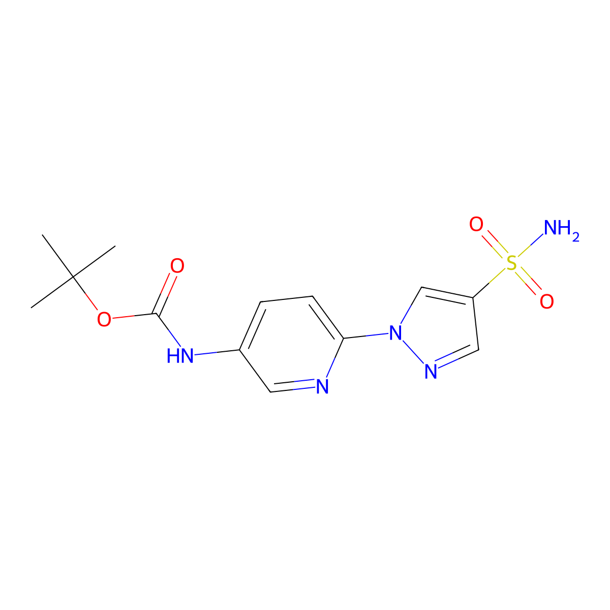 tert-butyl N-[6-(4-sulfamoyl-1H-pyrazol-1-yl)pyridin-3-yl]carbamate molecular structure, CAS 2680829-46-1