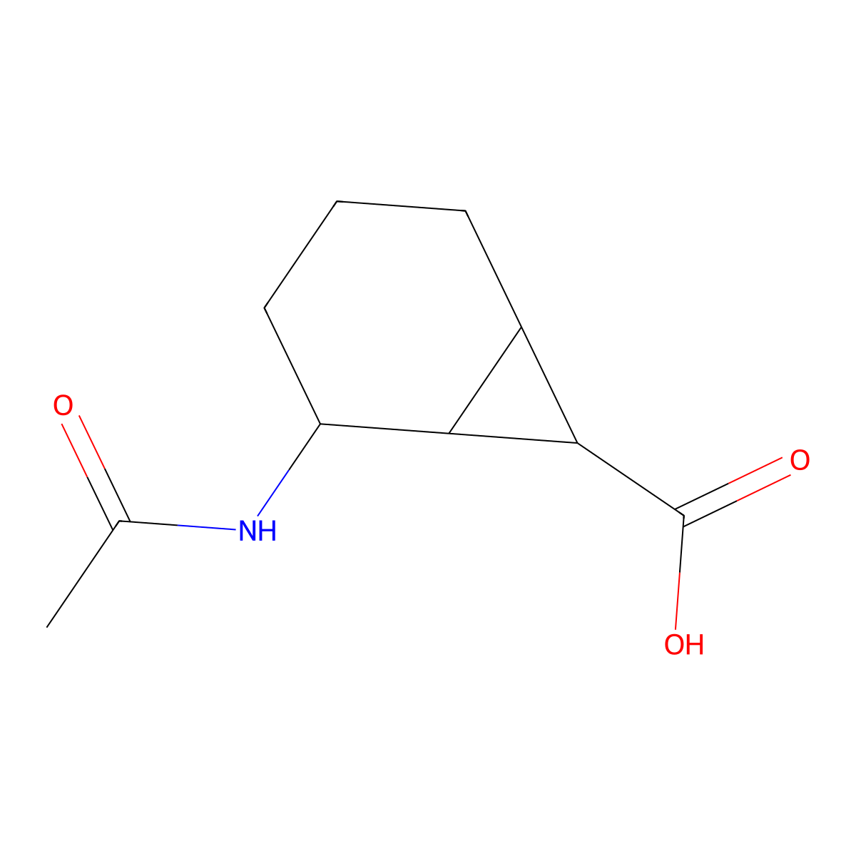 2-Acetamidobicyclo[4.1.0]heptane-7-carboxylic acid molecular structure, CAS 2680829-47-2