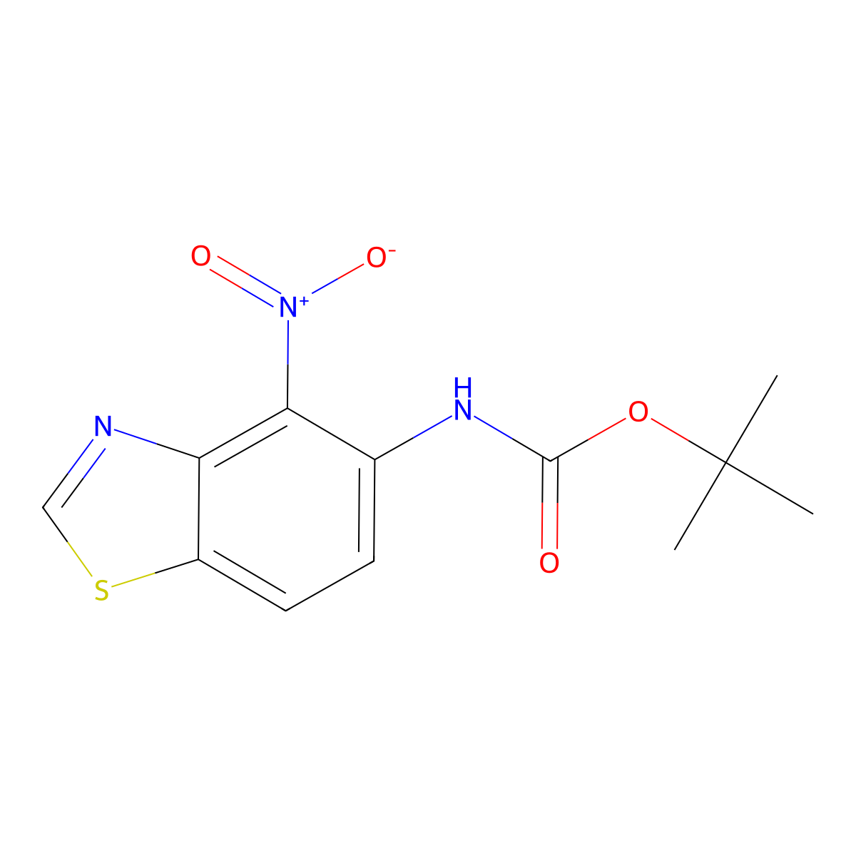 tert-butyl N-(4-nitro-1,3-benzothiazol-5-yl)carbamate molecular structure, CAS 2680829-58-5