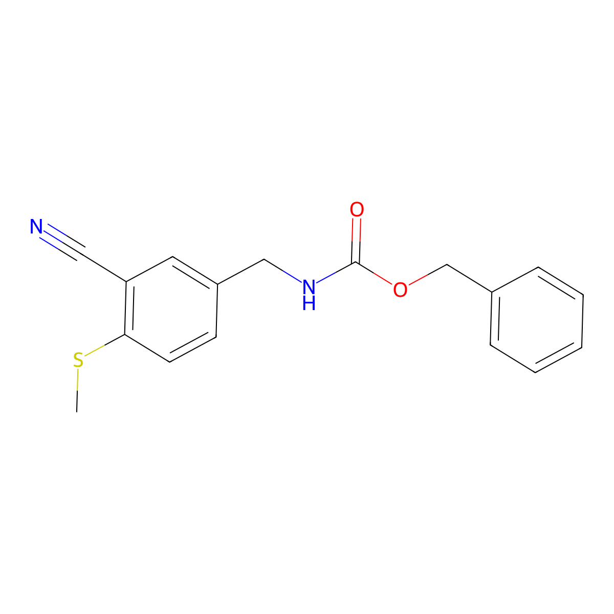 benzyl N-{[3-cyano-4-(methylsulfanyl)phenyl]methyl}carbamate molecular structure, CAS 2680829-60-9
