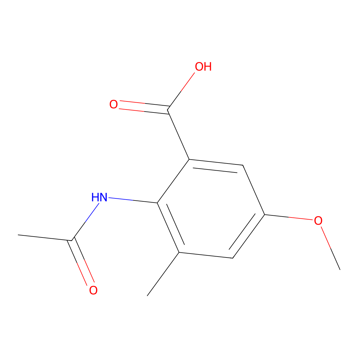 2-Acetamido-5-methoxy-3-methylbenzoic acid molecular structure, CAS 2680829-63-2