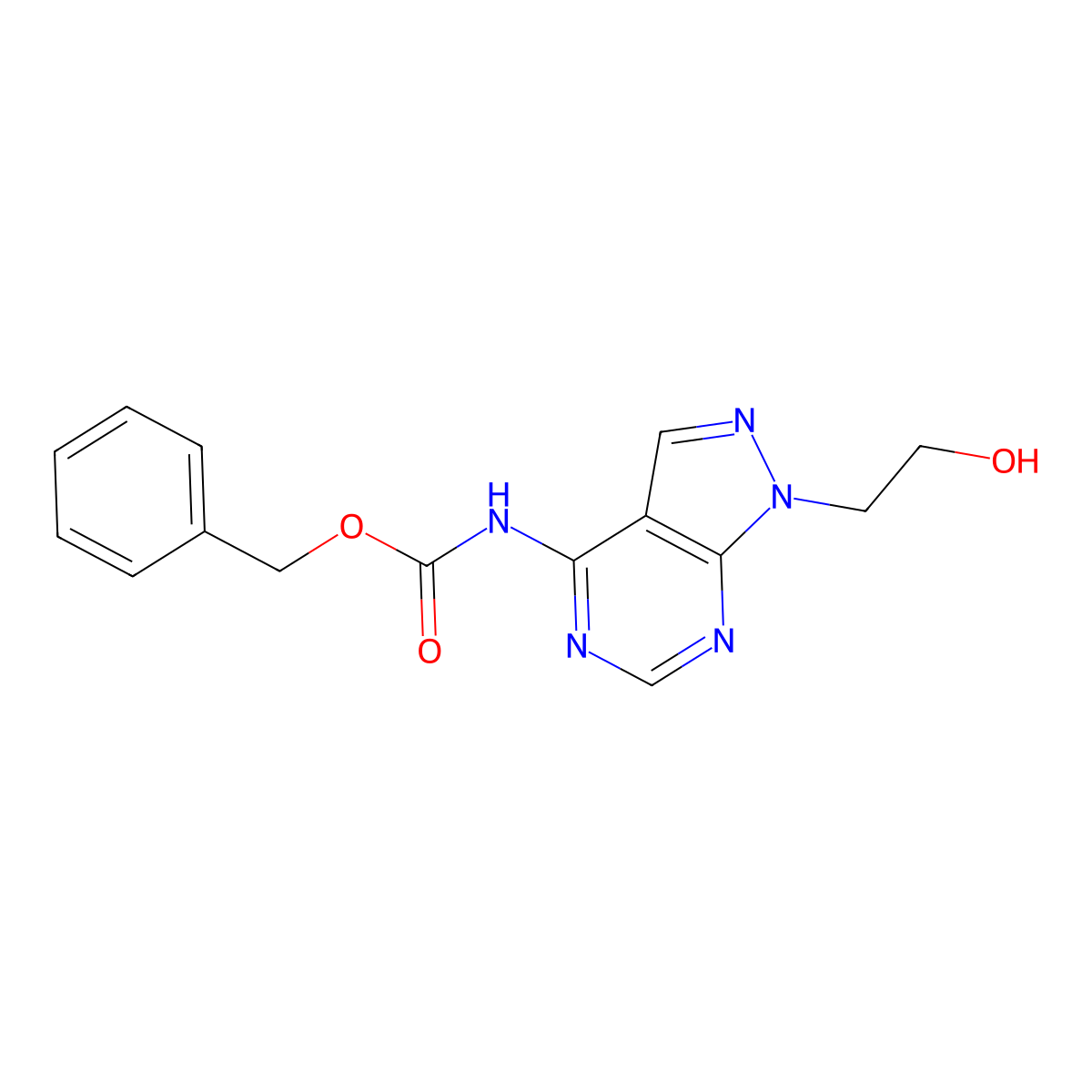 benzyl N-[1-(2-hydroxyethyl)-1H-pyrazolo[3,4-d]pyrimidin-4-yl]carbamate molecular structure, CAS 2680829-67-6