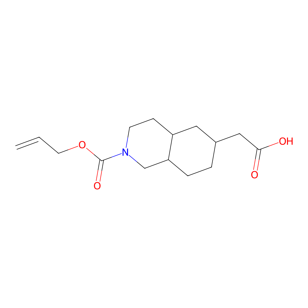 2-{2-[(Prop-2-en-1-yloxy)carbonyl]-decahydroisoquinolin-6-yl}acetic acid molecular structure, CAS 2680829-68-7