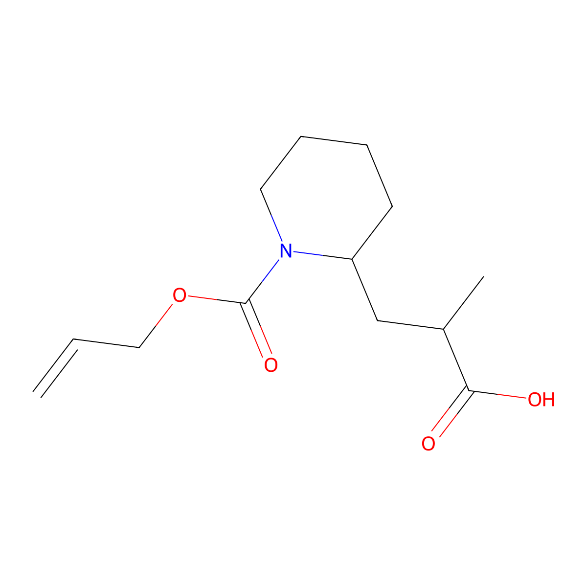 2-Methyl-3-{1-[(prop-2-en-1-yloxy)carbonyl]piperidin-2-yl}propanoic acid molecular structure, CAS 2680829-74-5