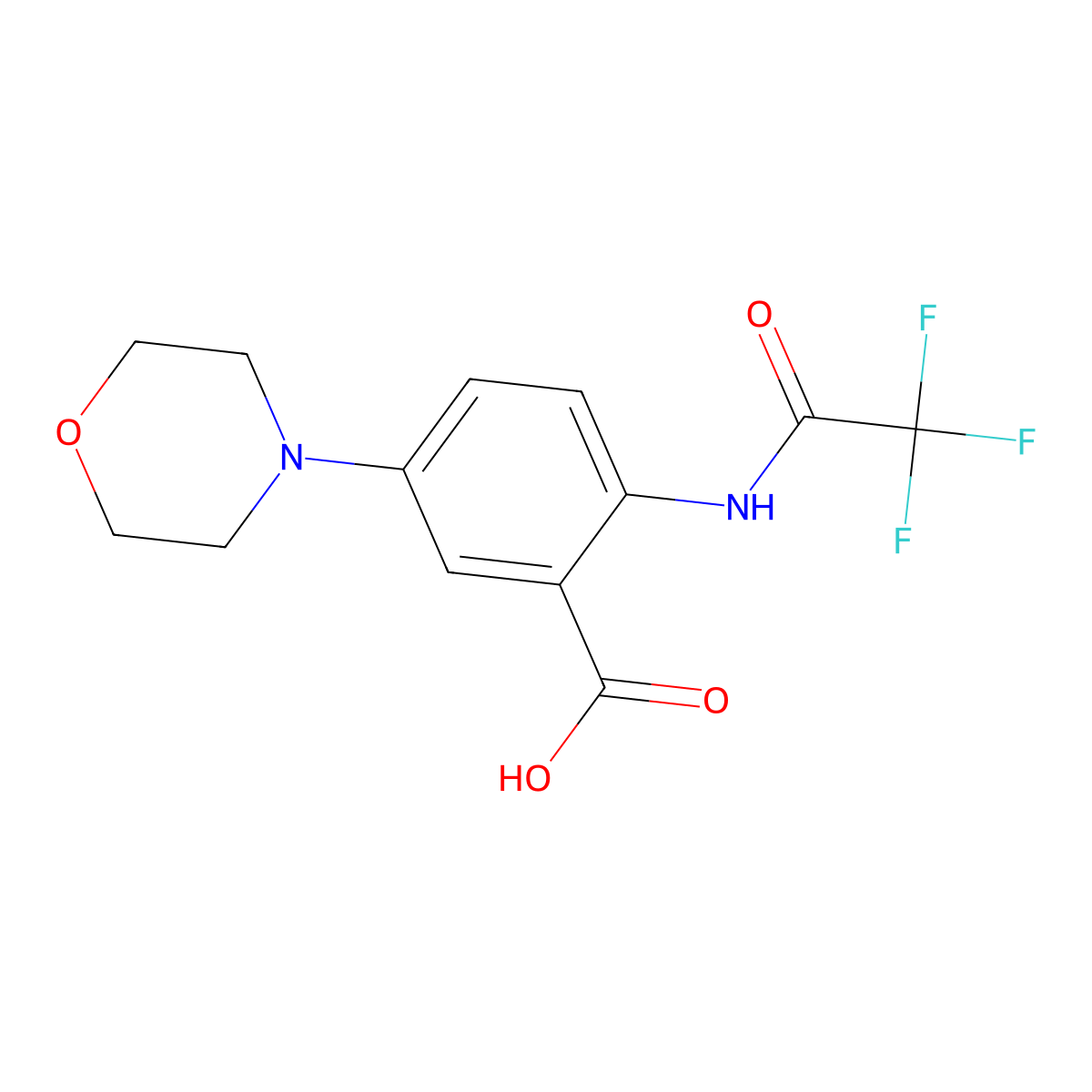5-(Morpholin-4-yl)-2-(2,2,2-trifluoroacetamido)benzoic acid molecular structure, CAS 2680829-75-6