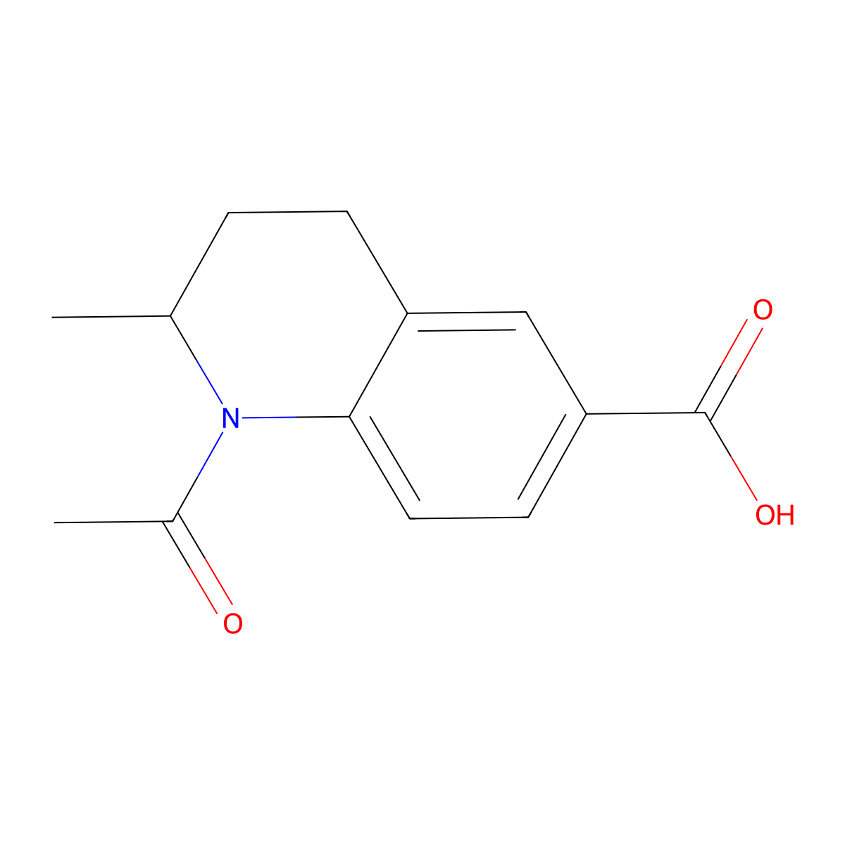 1-Acetyl-2-methyl-1,2,3,4-tetrahydroquinoline-6-carboxylic acid molecular structure, CAS 2680829-76-7