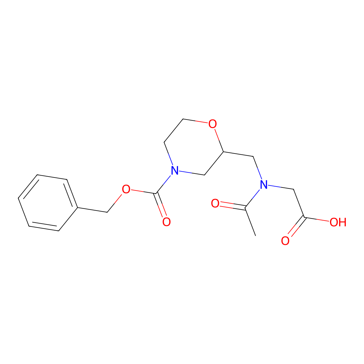 2-[N-({4-[(benzyloxy)carbonyl]morpholin-2-yl}methyl)acetamido]acetic acid molecular structure, CAS 2680829-77-8