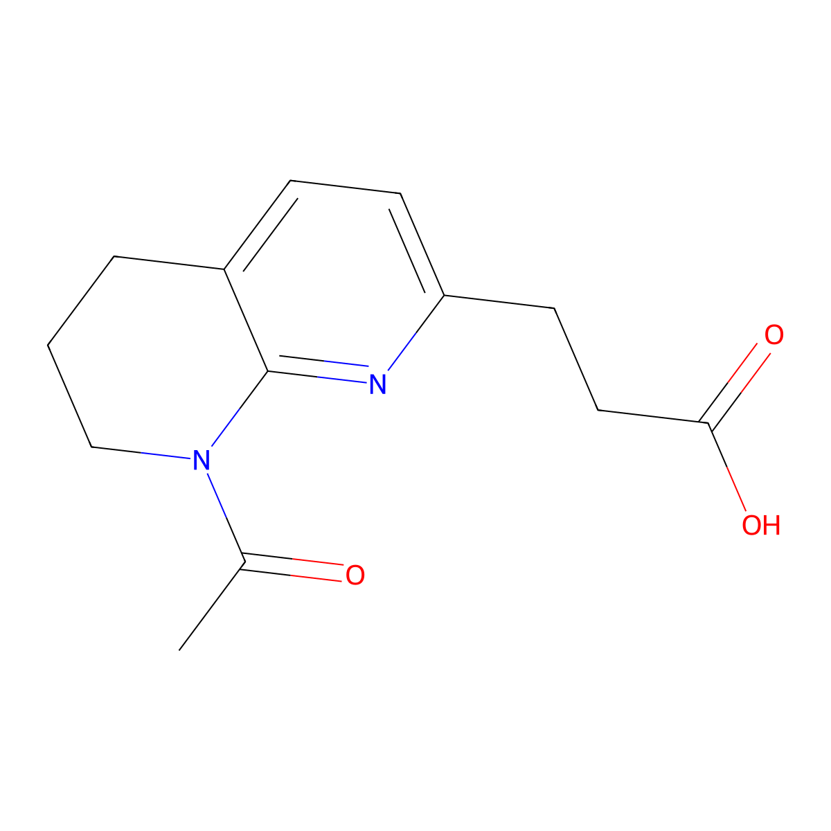 3-(8-Acetyl-5,6,7,8-tetrahydro-1,8-naphthyridin-2-yl)propanoic acid molecular structure, CAS 2680829-82-5