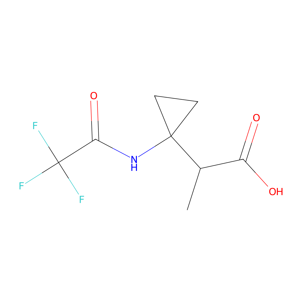 2-[1-(2,2,2-Trifluoroacetamido)cyclopropyl]propanoic acid molecular structure, CAS 2680829-89-2