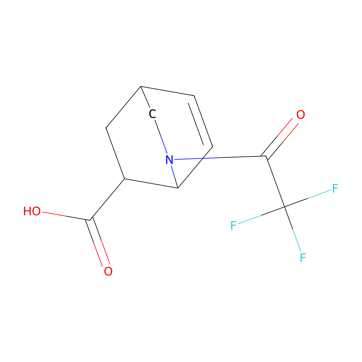 2-(2,2,2-Trifluoroacetyl)-2-azabicyclo[2.2.2]oct-7-ene-6-carboxylic acid molecular structure, CAS 2680829-90-5