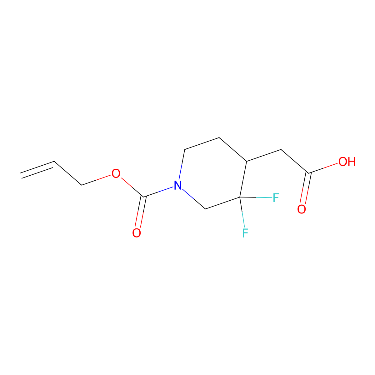 2-{3,3-Difluoro-1-[(prop-2-en-1-yloxy)carbonyl]piperidin-4-yl}acetic acid molecular structure, CAS 2680829-94-9