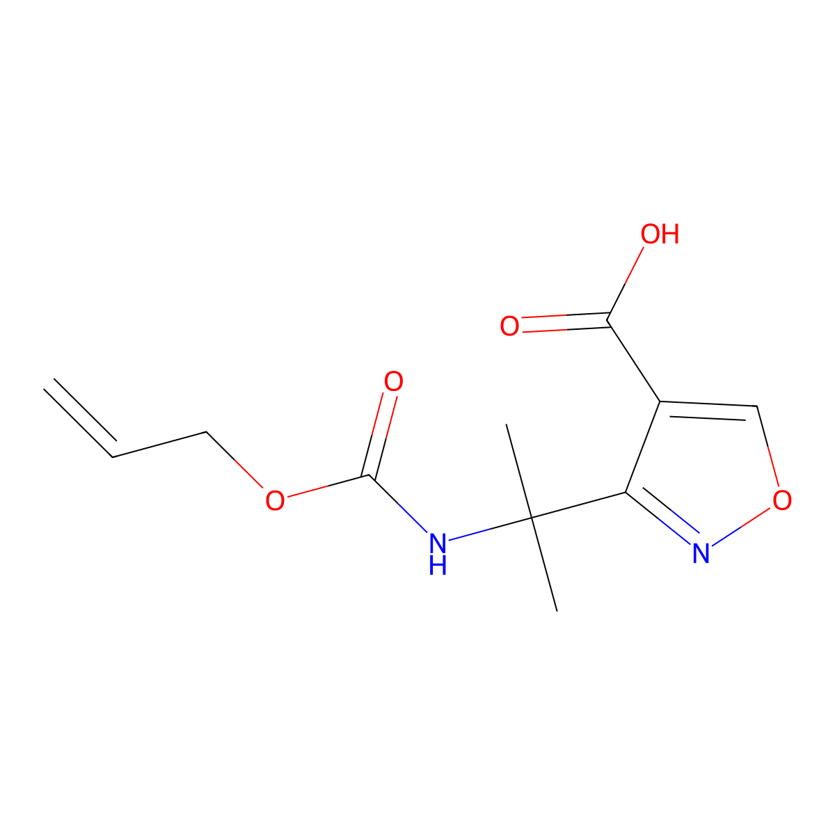 3-(2-{[(Prop-2-en-1-yloxy)carbonyl]amino}propan-2-yl)-1,2-oxazole-4-carboxylic acid molecular structure, CAS 2680830-03-7