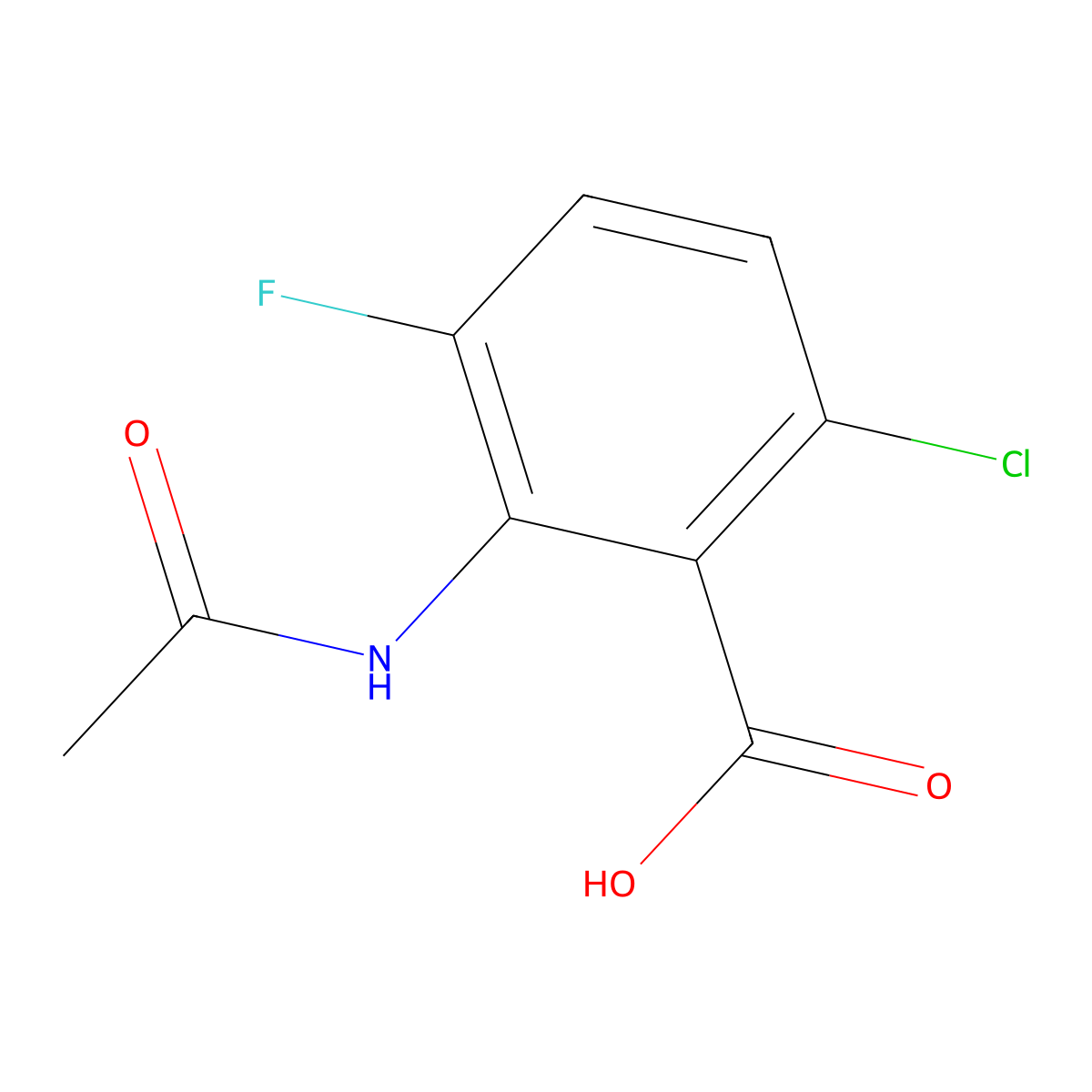 6-Chloro-2-acetamido-3-fluorobenzoic acid molecular structure, CAS 2680830-07-1