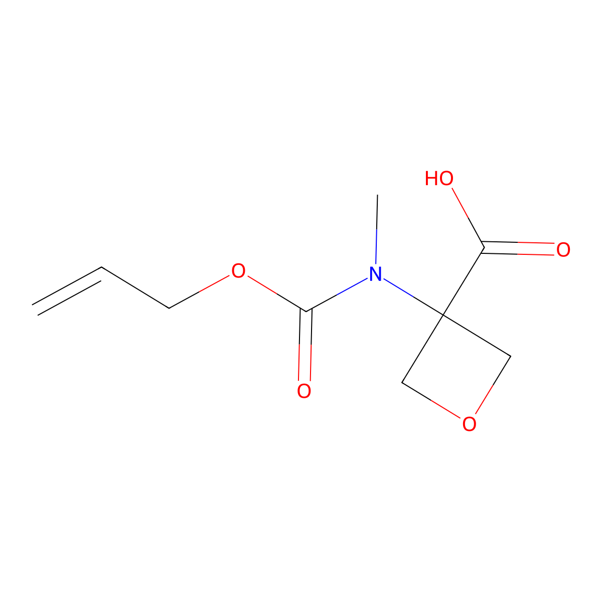 3-{Methyl[(prop-2-en-1-yloxy)carbonyl]amino}oxetane-3-carboxylic acid molecular structure, CAS 2680830-14-0
